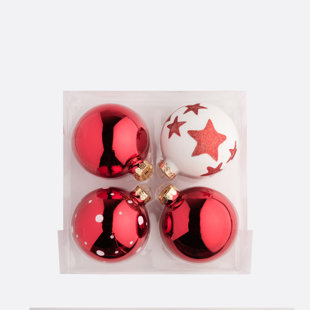 Conjunto 4 bolas de natal RUBRO