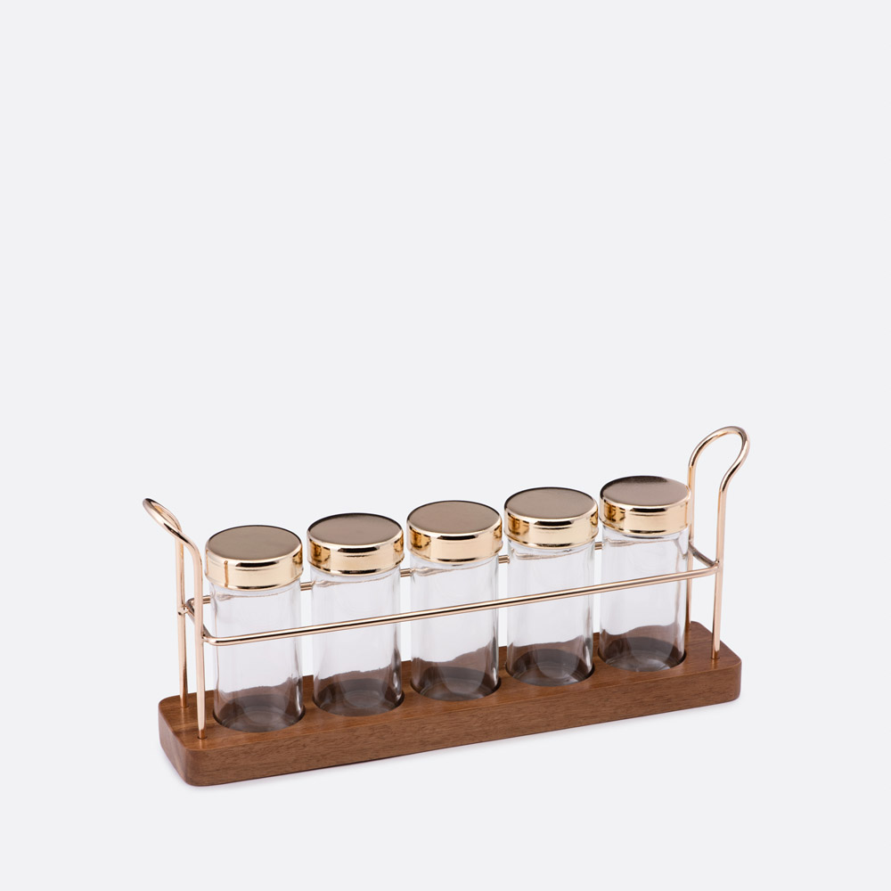 Suporte com 6 frascos de especiarias VELOSO
